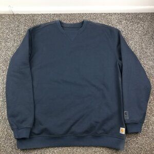 Carhartt Sweatshirt Rain Defender Crewneck Navy Blue Mens XL *Flaw